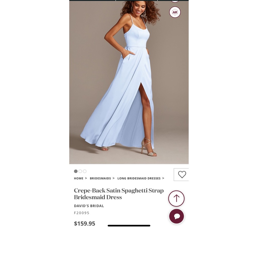 David’s Bridal ICE BLUE bridesmaid dress